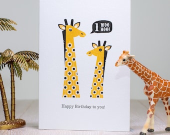 Giraffe 1st First Birthday Card