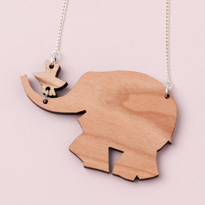 Elmer the Elephant Necklace, Handmade Cherry Wood Pendant, Children's Book Character, Official Product, Elmer Jewellery, Elephant Gift image 3