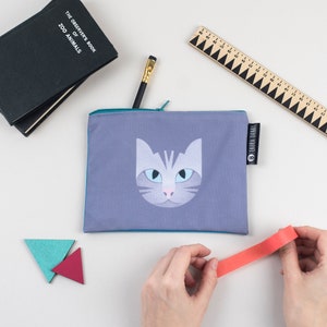 Cat Zipped Pouch, Tabby Pencil Case, Canvas Fabric Zipped Purse, Gift For Cat Lover, Eco-Friendly Sustainable Gifts, Made In The UK image 5