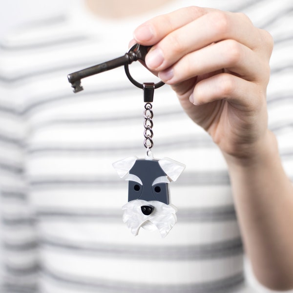 Porte-clés schnauzer, porte-clés pour chien gris, cadeau pour amoureux des animaux de compagnie, remplissage de bas pour propriétaire de chien