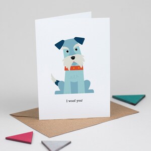 Schnauzer Dog Valentines Card, Cute Romantic Animal pun card, dog lover card image 3