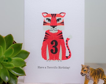 Tiger 3rd Third Birthday Card