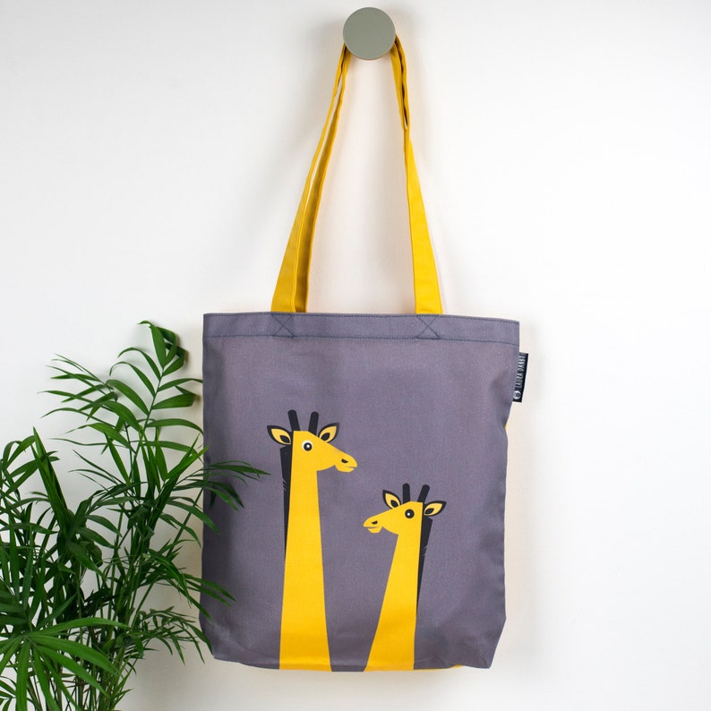 Yellow Giraffe Canvas Tote Bag Etsy