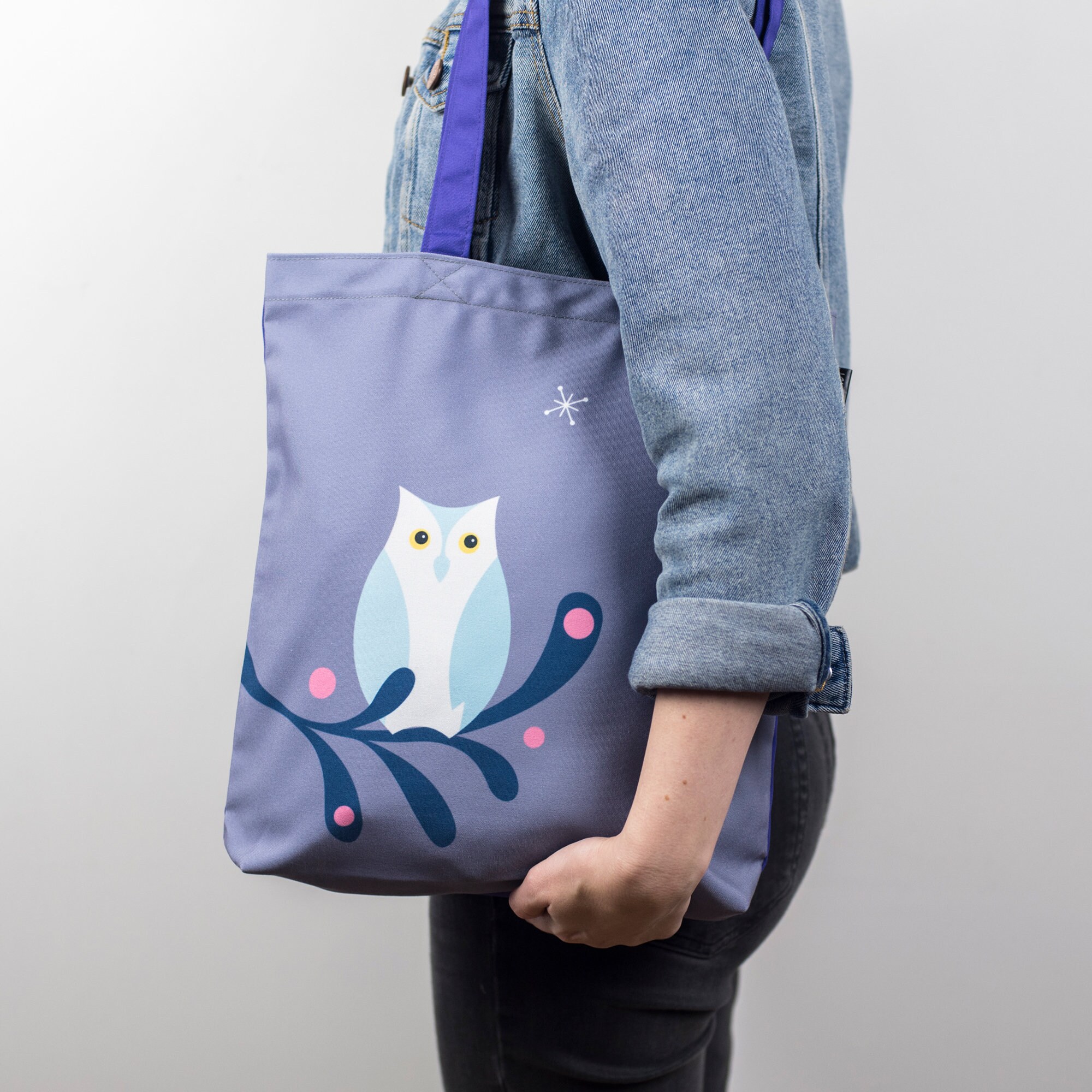 Owl Canvas Tote Bag: Scandinavian Mid-Century Design