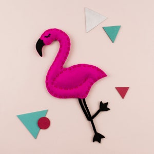 Flamingo Sewing DIY Craft Kit For Children, Felt Activity for Kids, Learn How To Sew, Christmas gift for Girls image 2