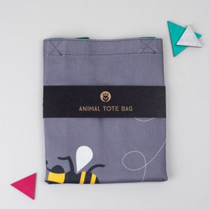 Bumble Bee Canvas Tote Bag, Strong Shopping bag, Christmas gift for gardener image 6