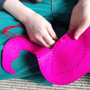 Flamingo Sewing DIY Craft Kit For Children, Felt Activity for Kids, Learn How To Sew, Christmas gift for Girls image 8