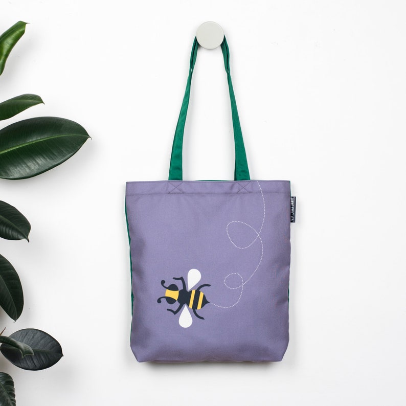 Bumble Bee Canvas Tote Bag, Strong Shopping bag, Christmas gift for gardener image 2