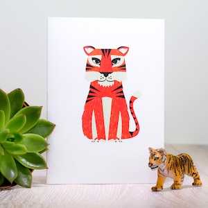 Carte de voeux animal tigre, carte vierge jungle