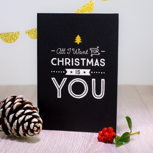 Retro Love Weihnachtskarte, romantisch 'All I want for Christmas is you'