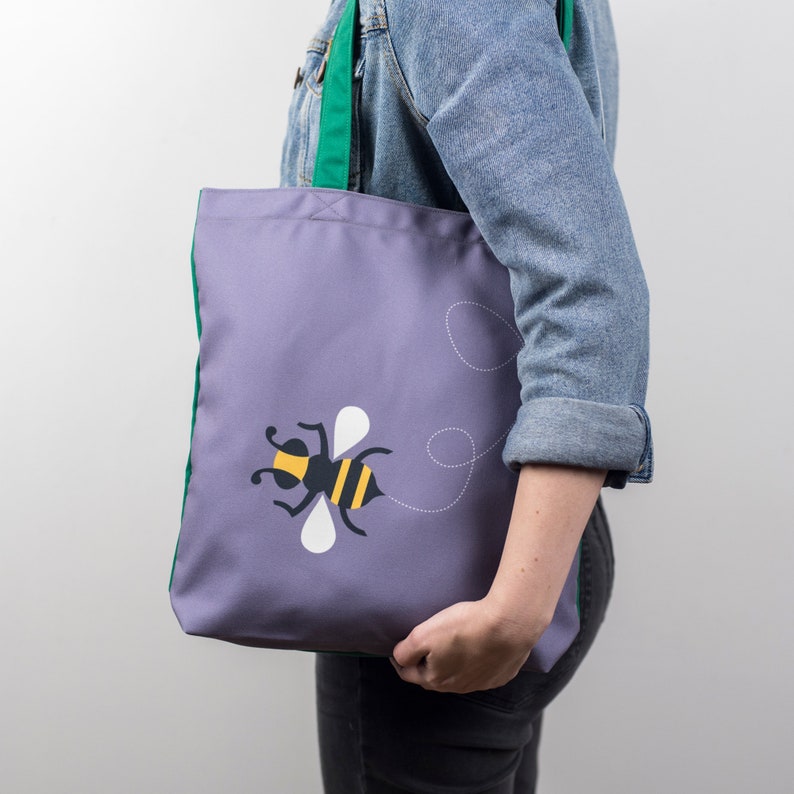 Bumble Bee Canvas Tote Bag, Strong Shopping bag, Christmas gift for gardener image 1