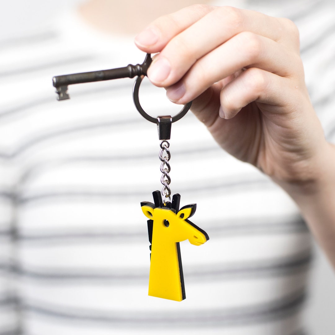 Yellow Giraffe Acrylic Keyring, Animal Keychain - Etsy UK