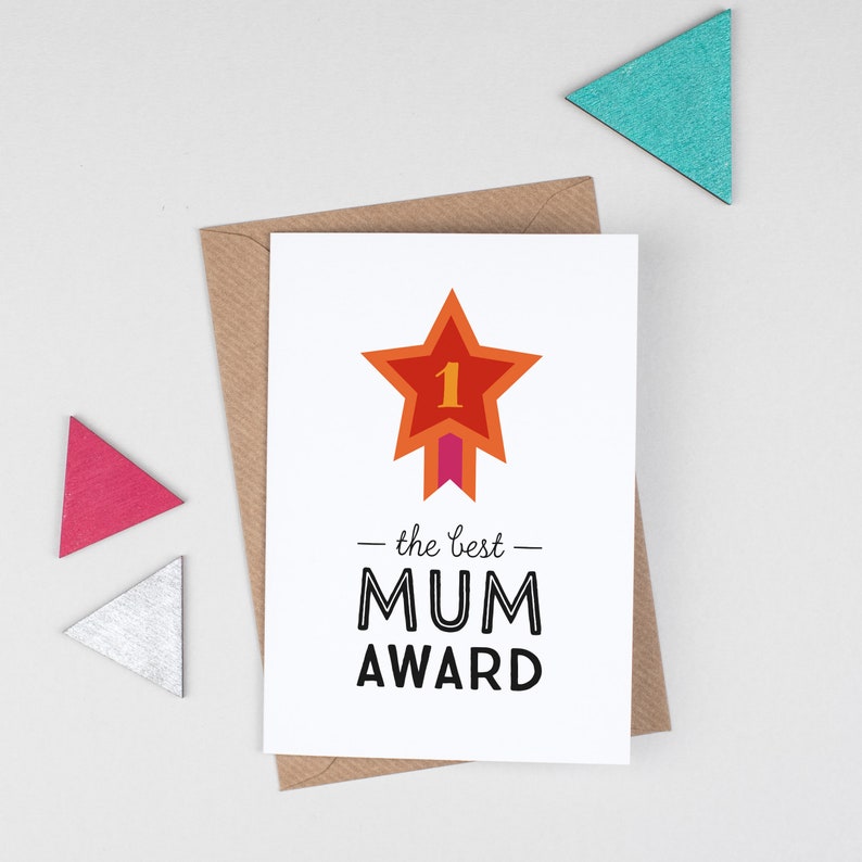 Best Award Mothers Day Card, Medal card for Mum, Funny card for Mummy, Birthday card from daughter, son, Best Mum card image 1