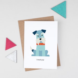Schnauzer Dog Valentines Card, Cute Romantic Animal pun card, dog lover card image 4