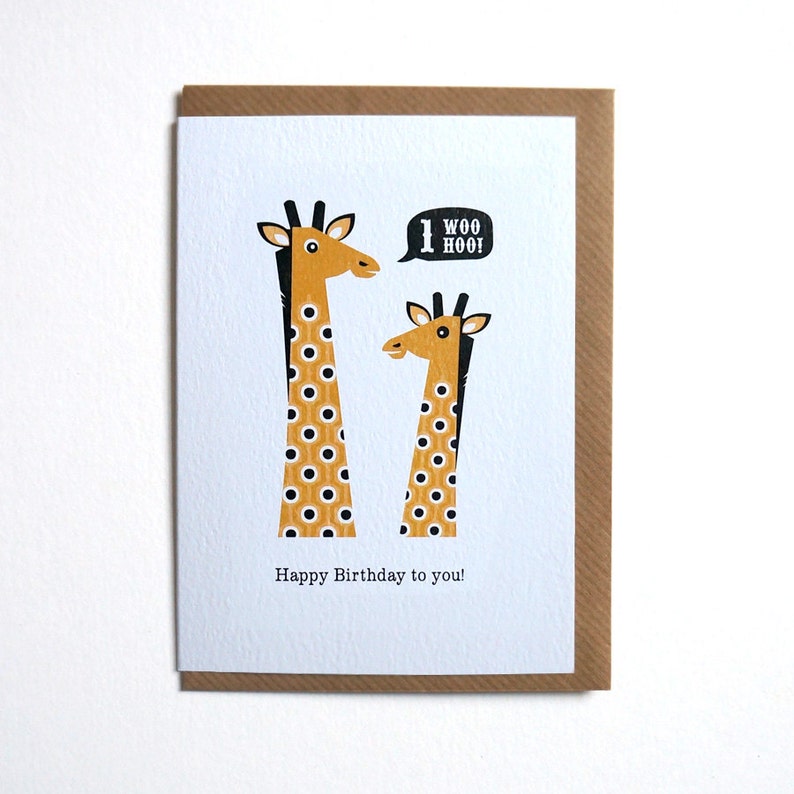 Giraffe 1st First Birthday Card image 2