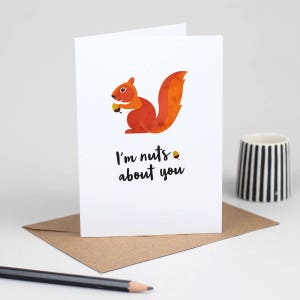 Tarjeta de San Valentín, Tarjeta para él, Ardilla, Estoy loca por ti, Tarjeta divertida de San Valentín