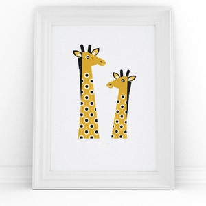 Giraffe Print, Giraffe Animal Poster, Geometric Jungle Art, Scandinavian Design, A4 Retro Nursery Wall Art, Giraffe Print Gift, Kids Print