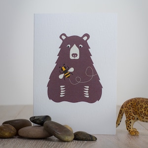 Carte animal ours et abeilles