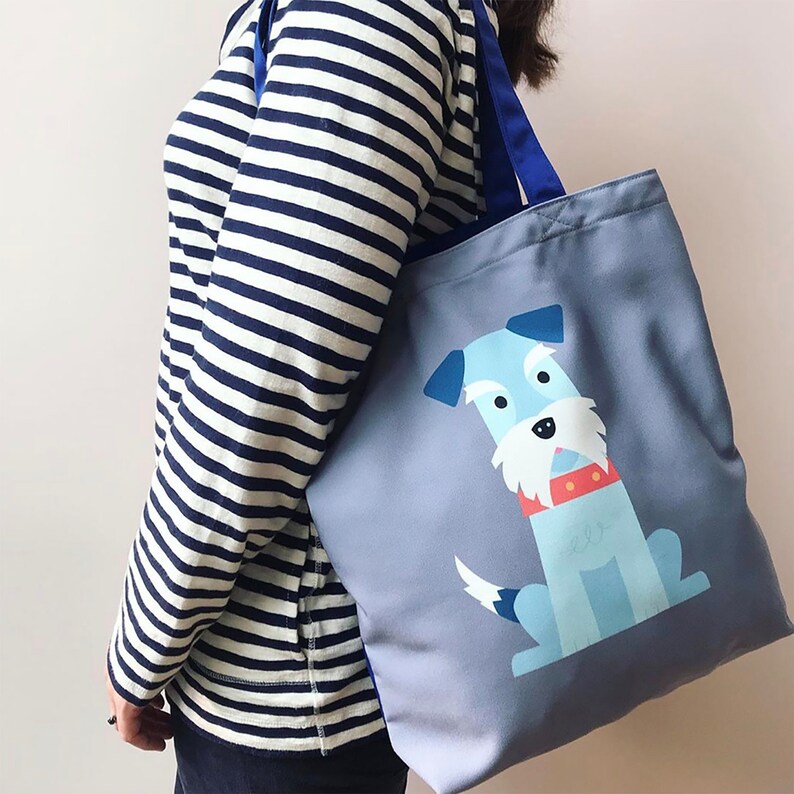 Schnauzer Dog Canvas Tote Bag, Strong shoulder bag, Pet lover gift, Shopping Bag, Christmas gift image 10