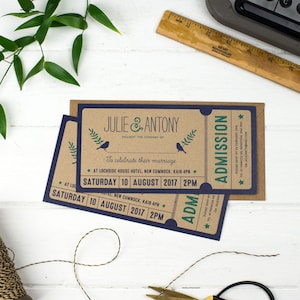 Personalised Wedding Invites, Rustic Woodland Wedding Invitation, Wedding Stationery, Festival Ticket Wedding, Wedding Invite, Garden Party