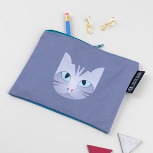 Cat Zipped Pouch, Tabby Pencil Case, Canvas Fabric Zipped Purse, Gift For Cat Lover, Eco-Friendly Sustainable Gifts, Made In The UK image 2