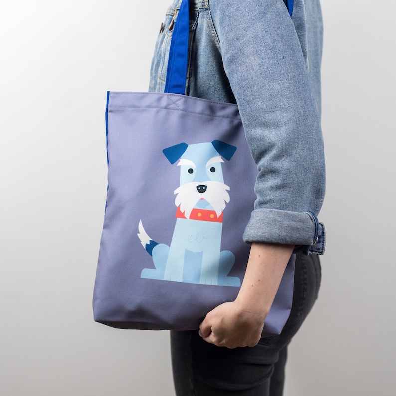 Schnauzer Dog Canvas Tote Bag, Strong shoulder bag, Pet lover gift, Shopping Bag, Christmas gift image 1