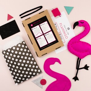 Flamingo Sewing DIY Craft Kit For Children, Felt Activity for Kids, Learn How To Sew, Christmas gift for Girls image 4