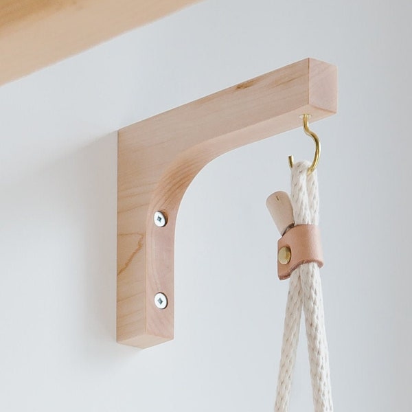 Wood wall hooks - Wall Squares for hanging planters - plant hanger Brackets - Made in Canada