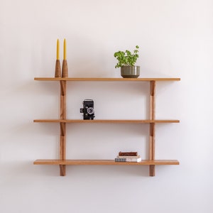 Modular Solid Wood Floating Shelves || Handmade in Canada || Japandi MCM Modern Mid-Century Decor || 3 shelves