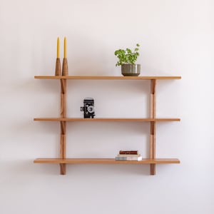 Leo III - Tiny Floating Shelf || Handmade in Canada || Japandi MCM Modern Mid-Century Decor || 3 shelves