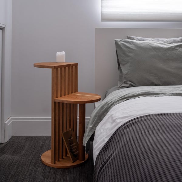 無垢材2段サイドテーブル：ミッドセンチュリーモダン ジャパンディ コーヒーテーブル