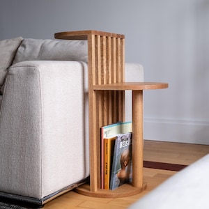Solid Wood Two-Tier Side Table: Mid-Century Modern Japandi Coffee Table image 2