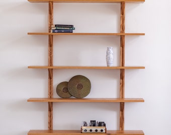 Modular Solid Wood Floating Shelves || Handmade in Canada || Japandi MCM Modern Mid-Century Decor || 5 shelves