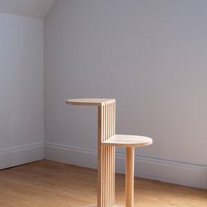 Solid Wood Two-Tier Side Table: Mid-Century Modern Japandi Coffee Table Sugar Maple