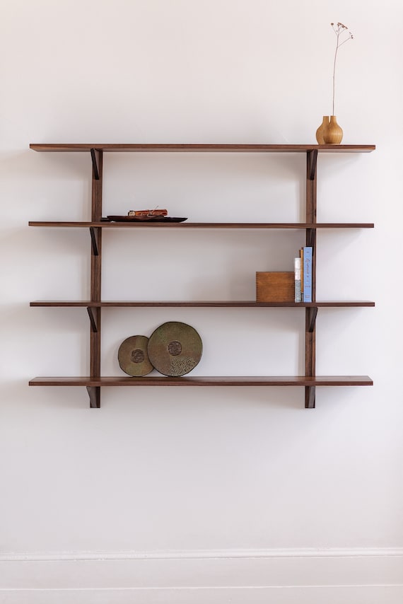 Solid Wood Floating Shelves: Japandi Mid-century Modern Decor - Etsy