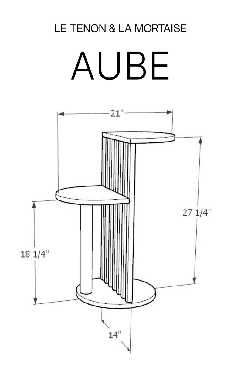 Table d'appoint à 2 étages en bois massif AUBE Inspiré du design scandinave et japandi et fait main au Canada image 9