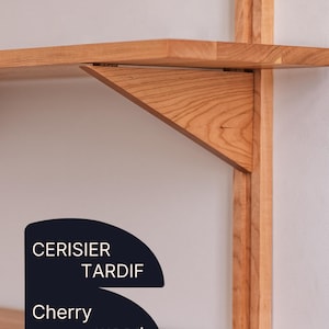 Zwevend bureau met 2 planken 36 Japandi-geïnspireerd wandwerkstation uit het midden van de eeuw Cherry wood