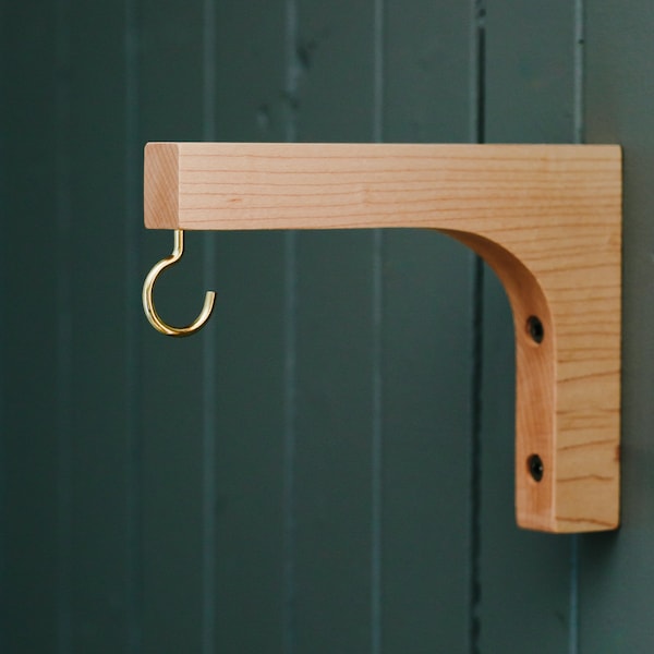 Wood Wall Brackets for hanging planters - Pendant light holder - Wooden Wall Hook - Made in Canada