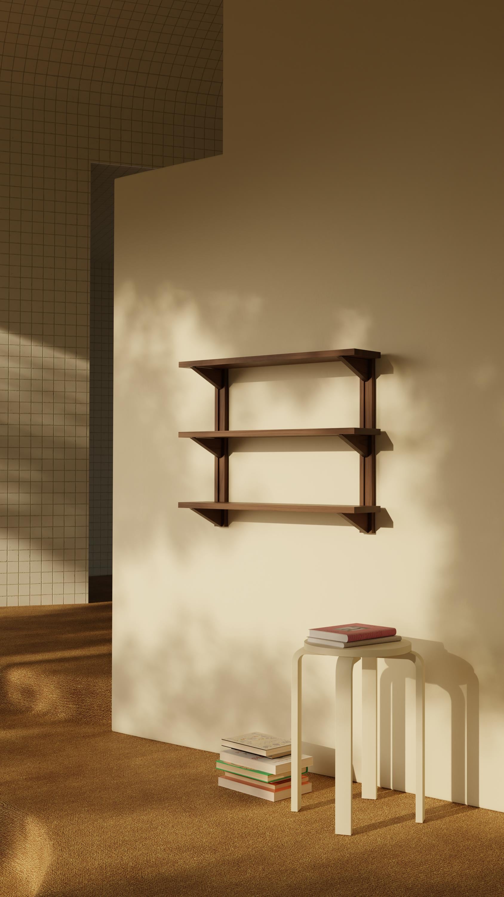 LEO Handmade Japandi Floating Shelf: Mid-century Modern 3-tier