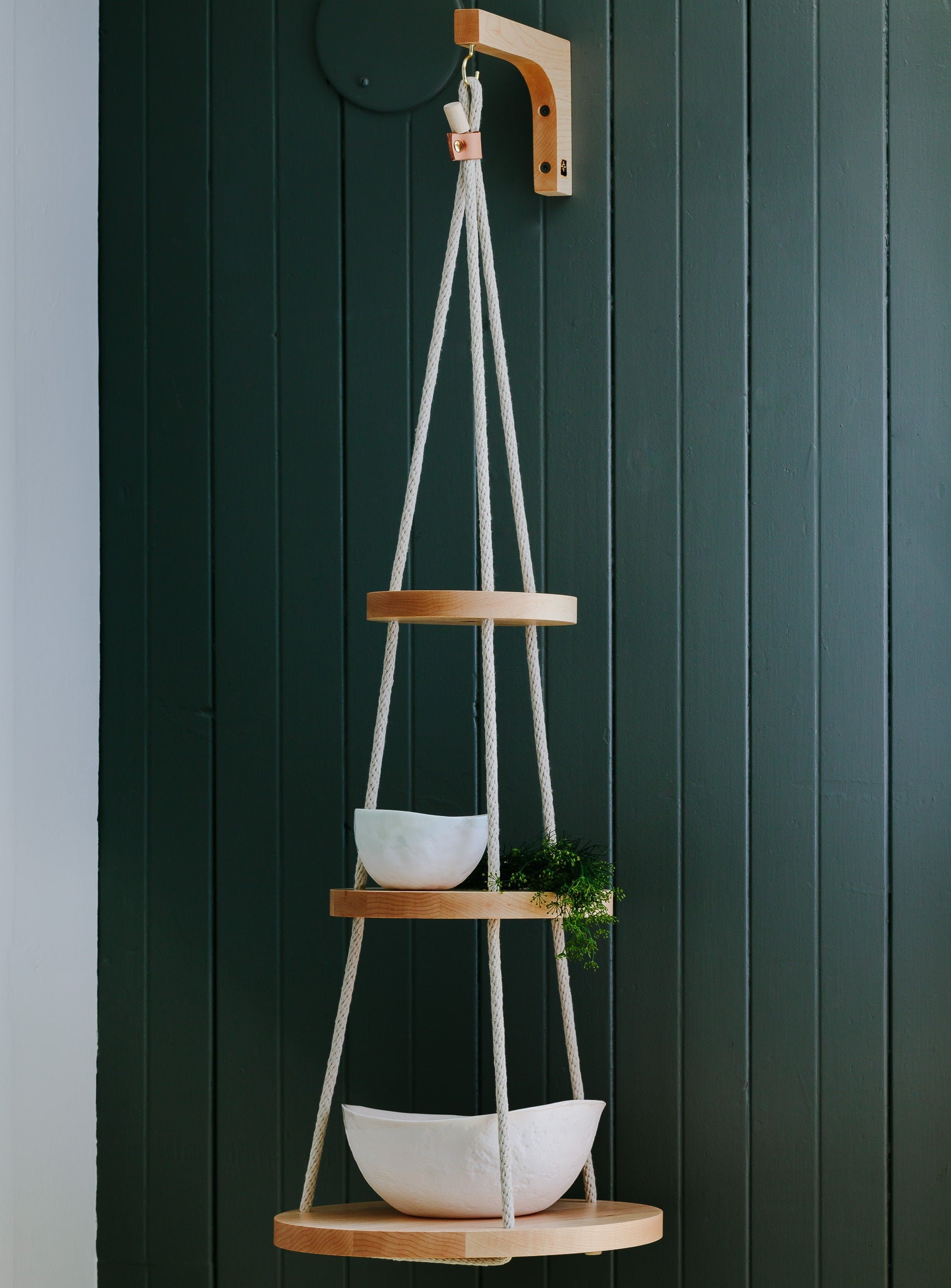 Wooden Floating Wall Shelves Included 6 Ropes 3 Rings 3 Hooks and