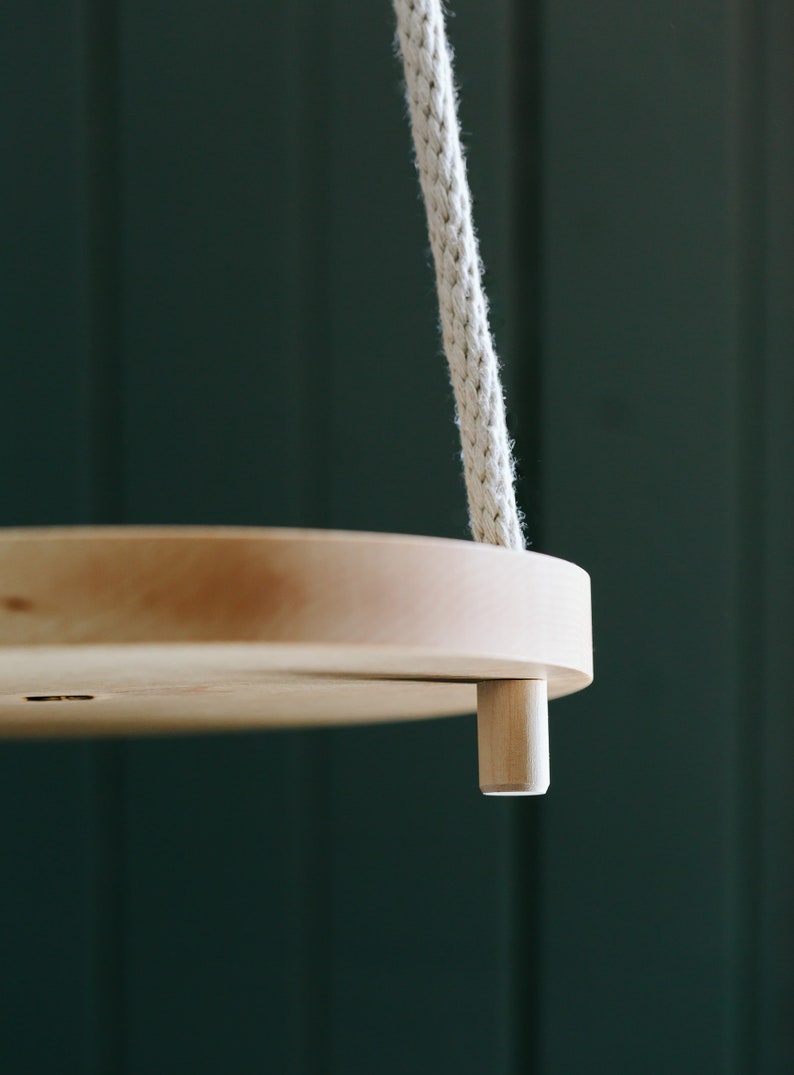 Wood & Cotton Hanging shelf SOLO 11'' Floating shelf Hanging plant holder Hand Made in Canada image 3