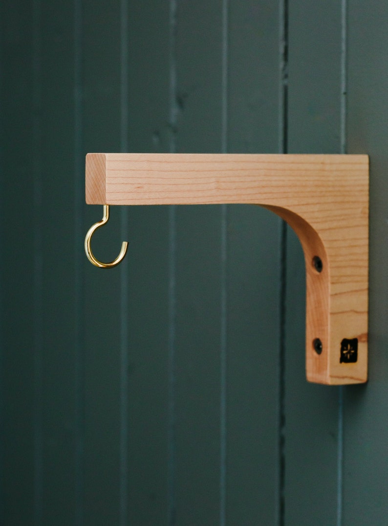 Wood wall hooks - Wall Squares for hanging planters - plant hanger Brackets - Made in Canada 