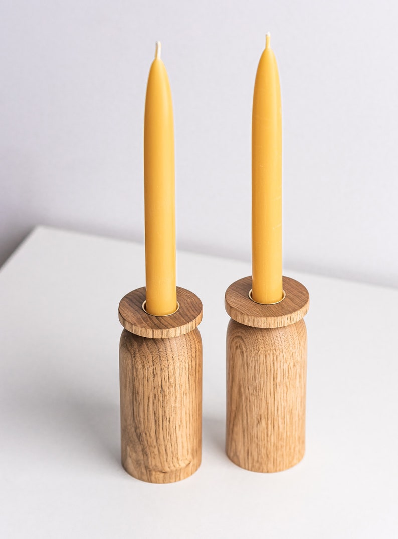 Wooden Candle Holders, Handmade in Canada in butternut wood inspired by nordic and scandinavian design, minimalist and modern style image 4