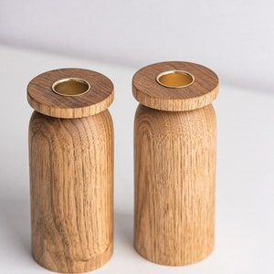 Wooden Candle Holders, Handmade in Canada in butternut wood inspired by nordic and scandinavian design, minimalist and modern style image 3