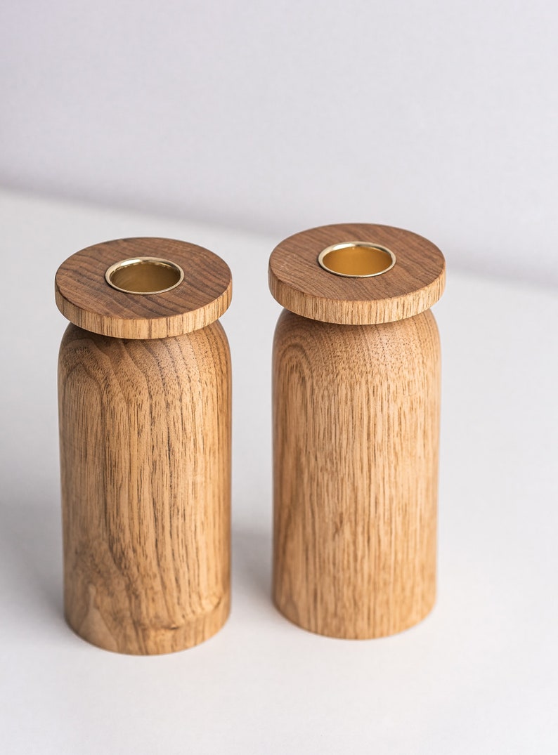 Wooden Candle Holders, Handmade in Canada in butternut wood inspired by nordic and scandinavian design, minimalist and modern style image 3