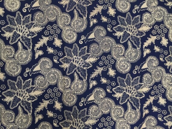 Vintage Indonesian Sarong Hand Drawn Navy Blue (Bi