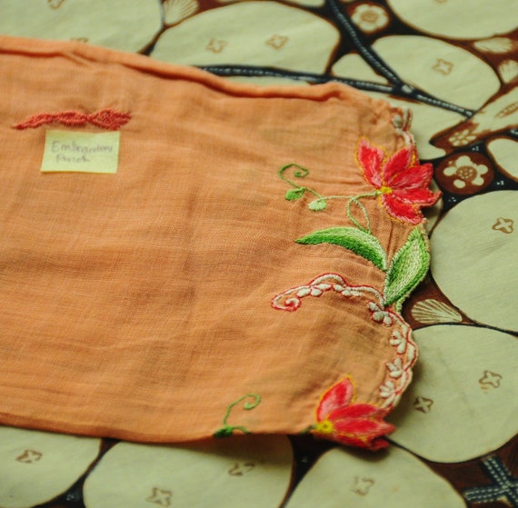 Vintage Orange Indonesian Kebaya with Floral Embr… - image 4