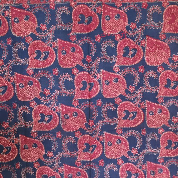 Vintage Indonesian Hand Drawn Batik Betawi Etsy How To Draw Hands Batik Colouring Techniques