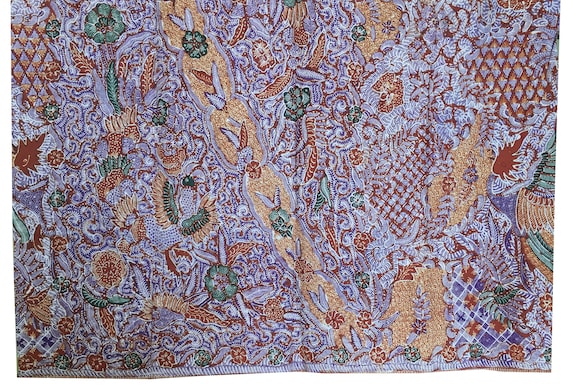 Vintage Indonesian Sarong Hand Drawn Purple-Brown