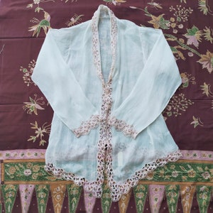 Vintage White Kebaya with Soft Pink Kerancang Trim 111060121906